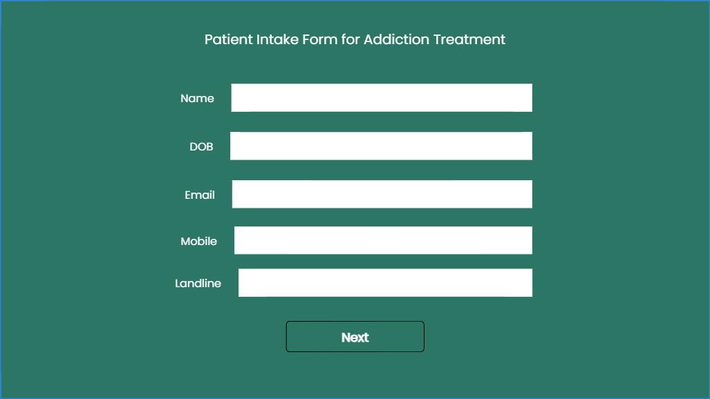 Patient Intake Form For Addiction Treatment